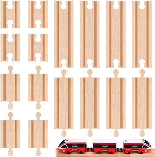 16 st raka träspår expansion man man kvinna tåg spår adaptrar järnväg tåg spår anslutningar tåg spår tillbehör för bordsaktivitet, kompatibel med järnvägsset