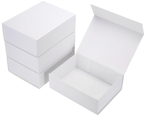 Ditwis Geschenkboxen mit Magnetverschluss, 30,5 x 22,9 x 10,2 cm, Weiß, Magnetbox für Hochzeit, Trauzeugen, Brautjungfernantrag, Geburtstage, Muttertag, 4 Stück