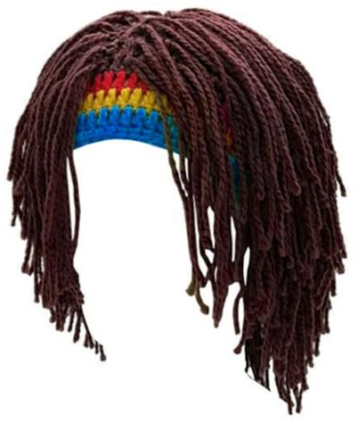 Domasvmd Perücken-Bart-Hut, Halloween-Kappen, handgefertigt, Häkelmütze, lustiger Beanie-Mütze, mit