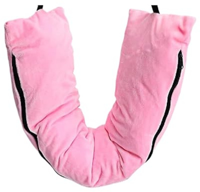 EIOLWJIEO Copricuscino con Fibbia Regolabile Decorativo e Confortevole Compagno di Viaggio Federa per Testa da Viaggio Velluto Corallo, Rosa