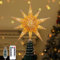 Lewondr Árbol de Navidad Topper, Estrella del Árbol Topper con Cuentas de Luz LED, Estrella de Diez Puntas Arbórea con Telecontrol, Decoración para el Hogar de Vacaciones, Oro