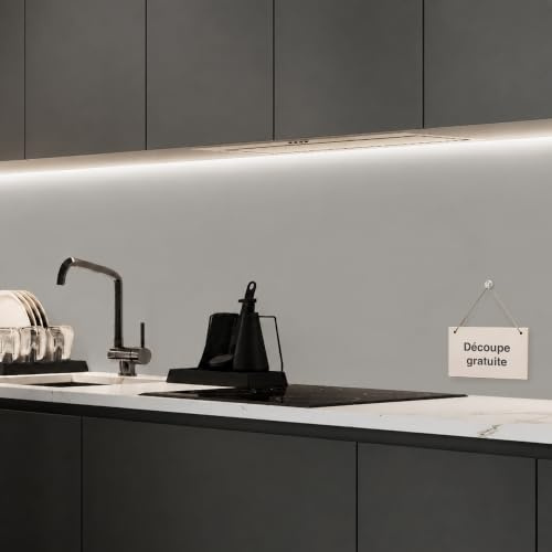 WALLando Premium Küchenrückwand, individueller Größenzuschnitt | Einfach zu montierende PVC-Wandverkleidung für die Küche – Hitzebeständiger Spritzschutz aus Kunststoffplatten – Hellgrau