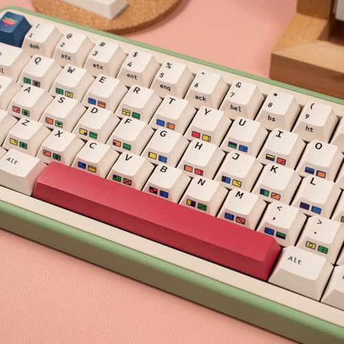 Retro PBT Keycaps, Beige Cherry Profile Mechanical Keyboard Keycap, Dye Sublimation Side Print Keycaps for 60% 65% 70% 75% 100% Mechanical Keyboards