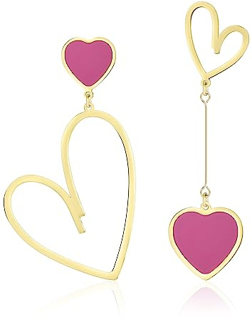 Linawe Herz Ohrringe - Edelstahl Hängeohrringe für Damen in Gold, Silber und Rosegold - Lover Design
