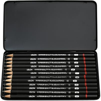 Aomhrek Zeichenstifte Professionell Set, Bleistifte Eisenbox-Set, Bleistifte 12 Stück, Geeignet FüR Kinder Kunst Malerei Enthusiasten