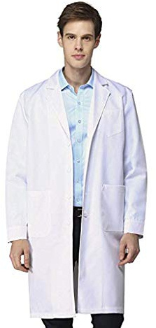 NAJZYBA Blouse Blanche Chimie Lycee Coton laboratoire Blouse Medicale blanc manches longues medicale femme/homme(NANSHI，L)