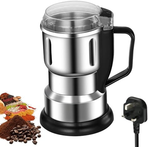 Multifunctional Smash Machine, 500 ML Electric Spice Grinder, 250 W Coffee Grinder, Stainless Steel, Portable Electric Grain Mil for Nuts Seasoning Coffee Beans Spices Herbs Dry Materials