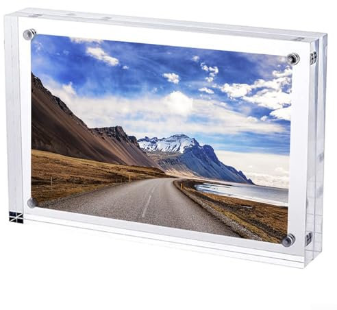 Cornice per foto in acrilico, espositore magnetico per poster (15 x 21 cm), alla moda, senza cornice, magnetica trasparente