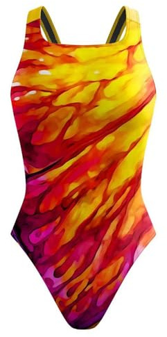 One Piece Swimsuit Women UK Sale Clearance, Ladies Swimming Costumes Tie-dye Printing Monokini, Modest Swimwear Tummy Control Push Up Swim Bodysuits Holiday Bikini Summer Legsuit Wetsuit Orange