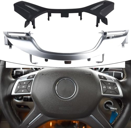 Rinnova l'interno della tua auto il rivestimento centrale del volante compatibile con vari modelli Mercedes (nero)