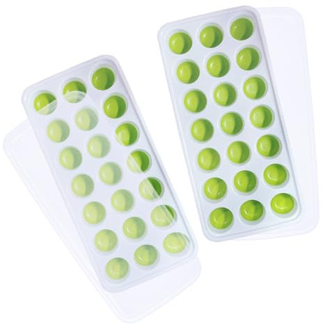 2 Pezzi Stampo Cubetti di Ghiaccio Con Coperchio, Formine Cubi Ghiaccio Silicone 100% Senza BPA Certificato LFGB, Impilabili Vaschette Ghiaccio per Cocktail, Facili da Rilascio