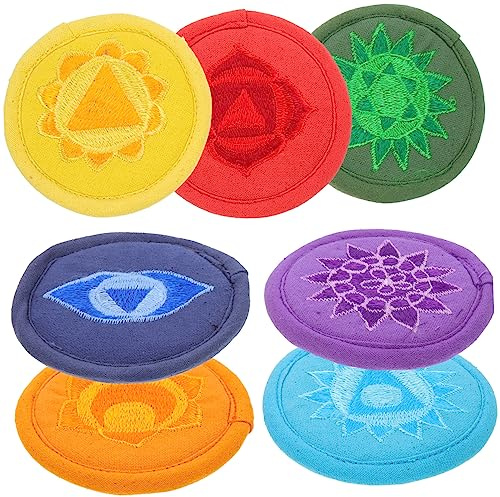 Buddha Klangschalenkissen 7 Stück Bestickt für Tibetische Klangschale | Polyester, Leicht und Stabil, Schutzpolster für Buddha und Gebetsschalen Zufälliger Stil
