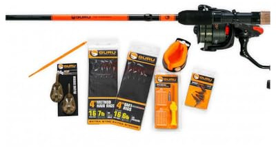 Guru 10ft Feeder Rod and Reel Combo, Starter Feeder Fishing Kit, Casting 1-40g, Incl. 1.5oz Quiver Tip, 4000 Reel Loaded with 6lb Drag Line, 2 Ready Rigs, 2 Method Feeders, Method Mould, Code GRD272