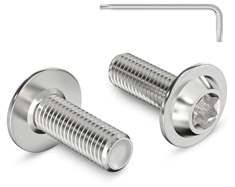 Zuyya 20 Stück M6 x 16 mm Linsenkopfschrauben mit Flansch, M6 Schrauben | Torxantrieb, Edelstahl A2 V2A Schrauben, Torx Schrauben Vollgewinde mit Torx Schlüssel