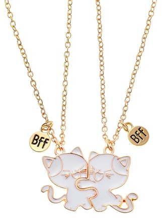 KEMUZ 2 pezzi collana con ciondolo gatto abbinato, collane BFF dell'amicizia collana di amicizia gatto in acciaio inossidabile BFF, regalo di gioielli per amicizia, per amici,amanti(oro)