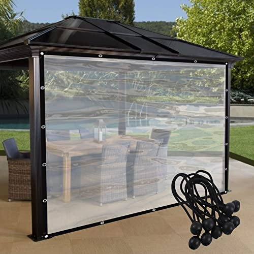 Tenda trasparente per esterni, telone trasparente per patio, pergola e serra, isolamento con occhielli e corda elastica (5 x 4,5 m), resistente alle intemperie, versatile.