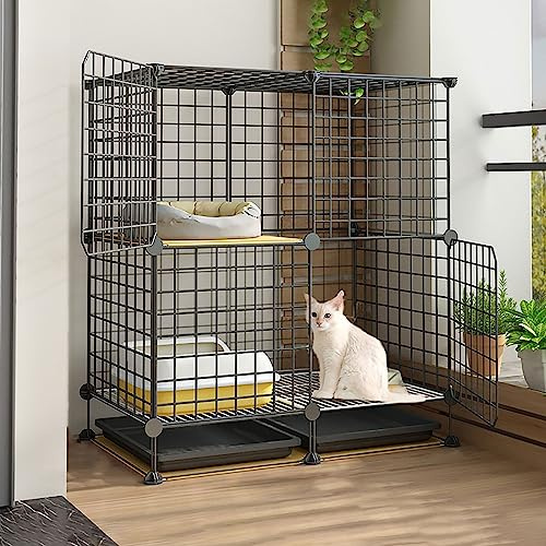 Katzengehege für drinnen und draußen, abnehmbares Laufstall, Kleintierkäfig, halbgeschlossener Schrank für Haustiere