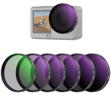 NEEWER CPL + ND Kit de Filtre Compatible Uniquement avec DJI Osmo Action 6,Filtre Polarisant Circulaire Réglable ND8/16/32/64/1000,Accessoire Photographie Caméra Action HD Multicouche à Clipser,FL-B2