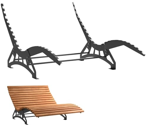 Gartenliege-Untergestell LAGUNA, 1350 mm breit, Edelstahl SS201, schwarz | Untergestell ohne Holzlatten für Sonnen-, Relax- und Outdoorliegen.