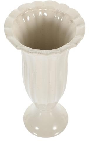 HOMSFOU Vase Commémoratif en Céramique Blanc, Grand Pot de Fleurs pour Cimetière, Contenant à Fleurs Extérieur, Vase Funéraire Décoratif pour Tombe et Jardin