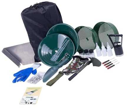 Bewinner Kit de Boîte d'écluse Portable de 50 Pouces, équipement d'extraction 'Or en Alliage 'Aluminium pour la Prospection de Ruisseaux de Rivière, Boîte 'orpaillage Pliante avec Kit de Sac à