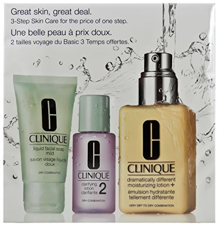 Clinique Great Skin Start Here Set (Liquid Facial Sopa Mild,30ml+Clarifying Lotion 2,30ml+Dramatically Different Moisturizing Lotion,125ml)