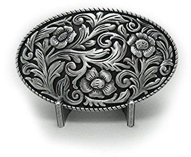 eeddoo® Gürtelschnalle - Western Blumen Ranken - Flowers Vintage Buckle - (Buckle für Wechselgürtel für Damen und Herren | Belt Frauen Männer Oldschool Rockabilly Metall Biker Western Trucker Casino)