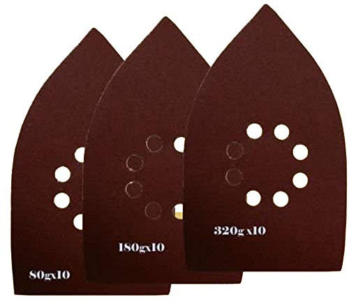 30 Assorted Large Mouse Detail Sander Sandpaper Sanding Paper Hook & Loop Assorted 80 180 320 Grits for Black and Decker Mega Mouse Cyclon Sandstorm Craftsman