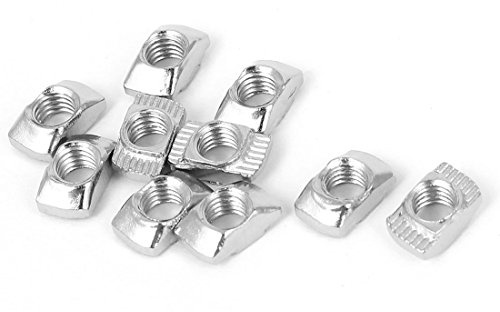PZRT 3030 Series 50-Pack M6 T-Nuts,Carbon Steel Nickel-Plated Half Round Roll in Sliding T Slot Nut 8mm Slot Aluminum Profile Accessories