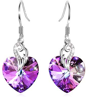Engelsflügel Ohrringe Damen Sterling Silber Liebes Herz Hängend Ohrringe, Valentinstag Geburtstagsgeschenk für Frauen Sie