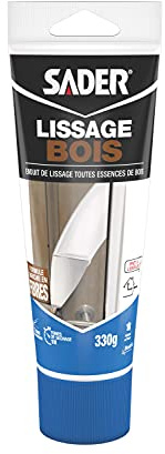 Sader Enduit de Lissage Bois En Pâte - Prêt à l'Emploi - Application Facile - Usage Intérieur - Tube de 330g - Blanc