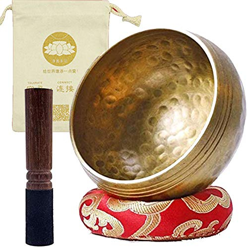 GGMWDSN Cuenco Tibetano, Cuenco Tibetano 7 Metales, Cuencos Tibetanos para Cantar, Cuencos de Chakra úTiles para La MeditacióN, el Yoga y La RelajacióN,9.5cm