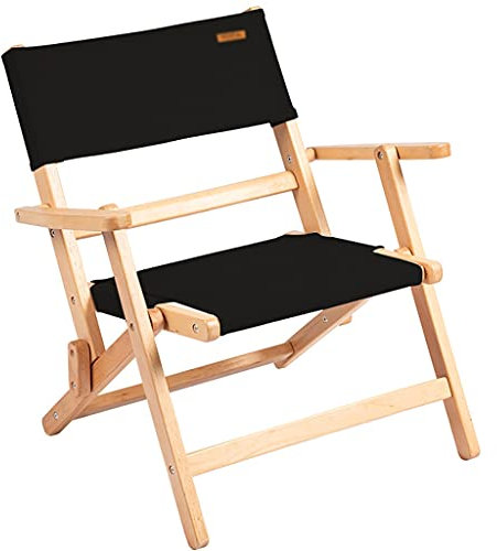 DUNAKE Sillas Camping Plegables Ligeras,Silla de Camping con Respaldo, Pescar/Camping/Barbacoa/Viajar/Beach,tamaño ampliado 60 × 42 × 40 cm (Color : Black)