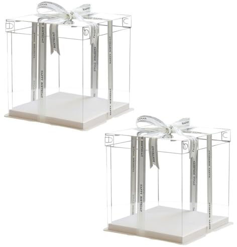 Lurrose 2pcs Large Clear Cake Box Baking Box Candy Cake Carrier Packing Gift Boxes for Wedding Baby Shower Birthday Party Favor Without Ribbon 8 Inch, Transparent Color, 26X26CM (5N642L10Y29DVTM2)