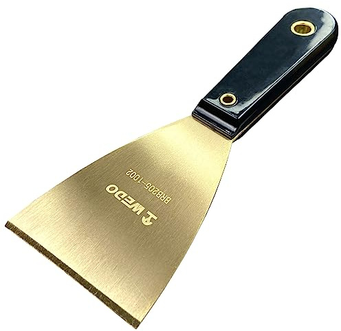 WEDO Spachtel,Messing Malerspachtel mit Kunststoffgriff,75mm Breit,Länge 200mm,Spachtelmesser Malerwerkzeuge,Tapetenschaber,Putty Messer Spachtel