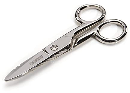 Estwing 2.1-inch Electrician’s Scissors, Cable Splicing Wire Stripping Shears, Serrated Blade, Rust-Resistant