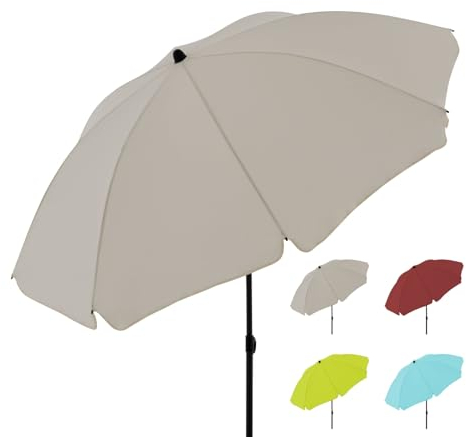 derby Sonnenschirm 196 cm in natur – Strandschirm mit Mittelmast für Balkon, Garten & Strand – UV-Schutz, windstabil, tragbar
