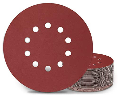 KONGMING 25 Stück Schleifpapier 225mm Klett 400 Körnung 10 Loch | Aluminiumoxid Schleifscheiben 225mm für Trockenbauschleifer Schleifgiraffe Holz Metall Trockenbau Polieren Entrosten