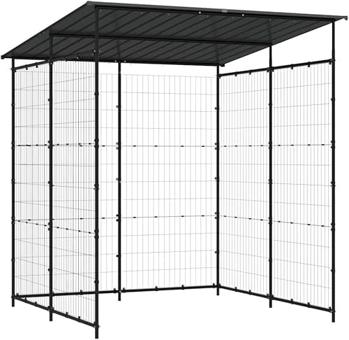 KOIECETA Fahrradschuppen Unterstand Lagerschuppen Fahrradunterstand Überdachung Fahrrad Schuppen Fahrradgarage 190x190x222cm Stahl Schwarz