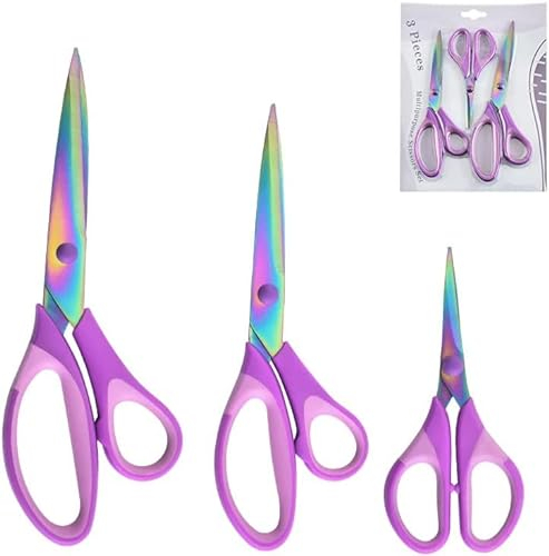 3-pack multifunktionssax, skolsax, sax för hantverk, saxar i olika storlekar, saxar i rostfritt stål, saxar för tygskärning, pappersvaror, (unika, lila)