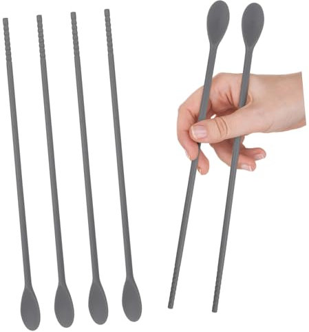 UPKOCH Griff Cocktaillöffel Teelöffel 2 Paar Silikon-Kochstäbchen Mit Löffel Doppelkopflöffel Rührstäbchen Gewürzmischlöffel Zum Braten Von Heißgetränken Servierlöffel