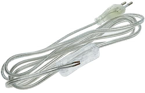 CableMarkt - Cable de alimentación con Conector Bipolar a bornes con Interruptor Transparente 2 m