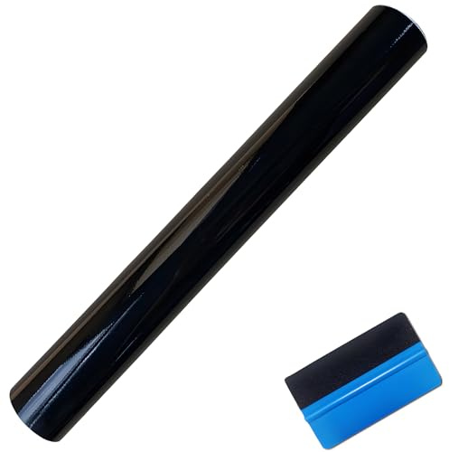 NewL Glanz Schwarz 50 x 152 cm Auto Folie Blasenfrei mit Luftkanälen | Hochglanz-Oberfläche, Montagewerkzeug inkl., dehnbar, Selbstklebend, für den Außenbereich geeignet, Autos, Motorräder, Möbel