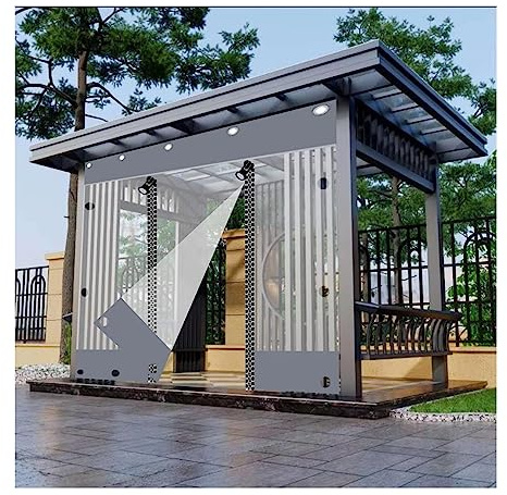 ALFAAL Transparente Plane wasserdichte PVC Pavillon Seitenwand Mit Reißverschluss Abdeckplane Mit Ösen Transparent Garten Regenvorhang (Farbe : Clear Gray, Größe : 1.9x2m)