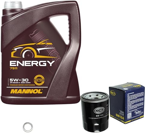 Inspektionspaket 5L MANNOL 5W-30 für Accord V Coupe Cee'D Civic II Shuttle | Motoröl MANNOL Energy 5W-30 SCT Ölfilter Dichtring