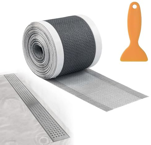 Abflusssieb Dusche 70mm x 10m, Selbstklebend Haarsieb mit Plastikspatel | Einweg Großes Mesh für Badewanne, Dusche und Küchenabfluss – Einfache Montage