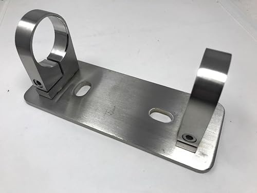 Edelstahl Pfostenhalter Geländer - Wandanker für 42,4mm Edelstahl-Rohr 180x70x6 mm Verstellbare Wandhalterung für Rundrohr mit zwei Klemmhalterung/Rohrschelle Rohrhalter V2A Bayram®