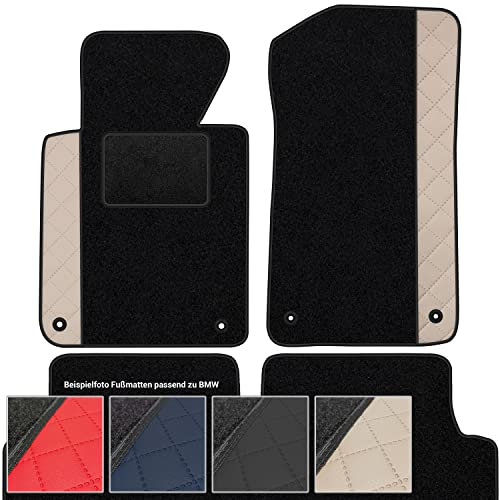 moto-MOLTICO Fußmatten Auto Velours Autoteppiche Schwarz Automatten Set 4-teilig - Auffälliges Design - passend für BMW 7er G12 Lang 2015-2022 (Beiges Muster)