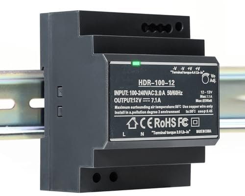 Jadeshay Hutschienen Netzteil 12V DC 7.1A 100W Hutschienen Schaltnetzteil DIN Schienen Netzteil Transformator für Industrielle Automatisierungsgeräte HDR-100-12