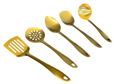 Golden Serving Spoon Set 5pack 5 Gold Serving Spoons Full Set Shiny Effect